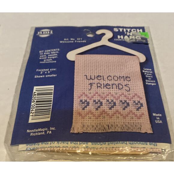 NMI Stitch 'N Hang (2) Welcome Friends And His Needlepoint Cross Stitch Sealed - Picture 3 of 7